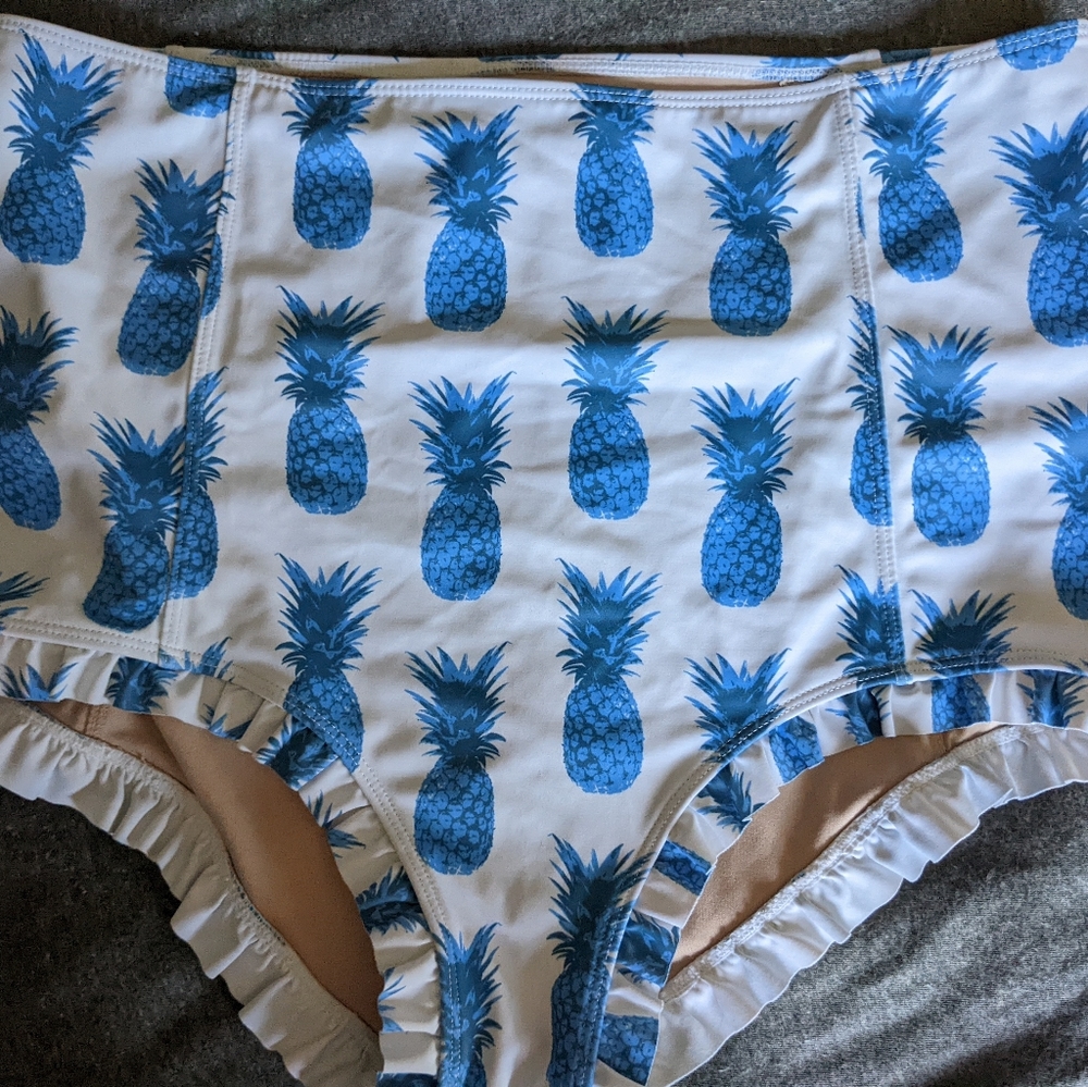 Kortni Jeane Blue Pineapple All Ruffled Up swim bottoms